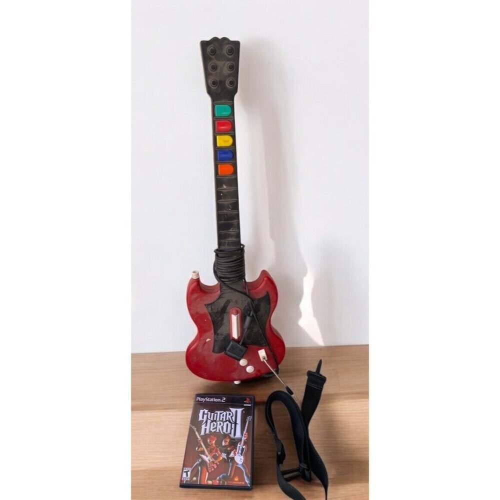Guitar Hero Red Octane Gibson SG PlayStation 2 PS2 Guitar With Guitar Hero 2